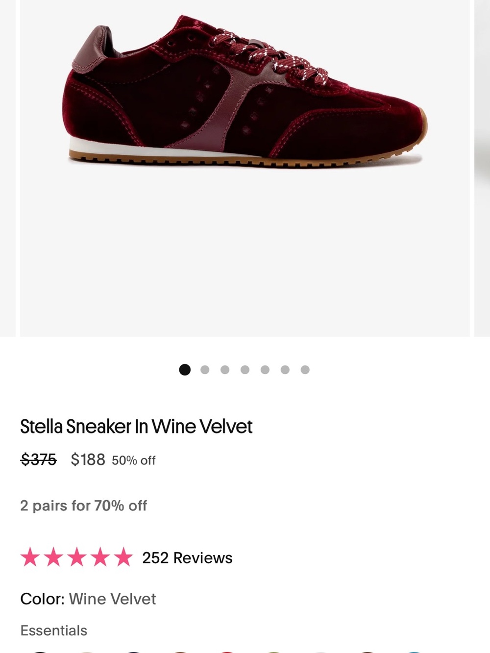 Burgundy larroude Velvet  Sneaker - Picture 4 of 4
